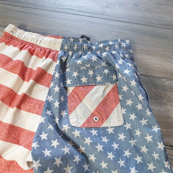 American Flag Swim Trunks George Size M 32 to 34 Elastic Waist Drawstring Pool - Picture 8 of 8
